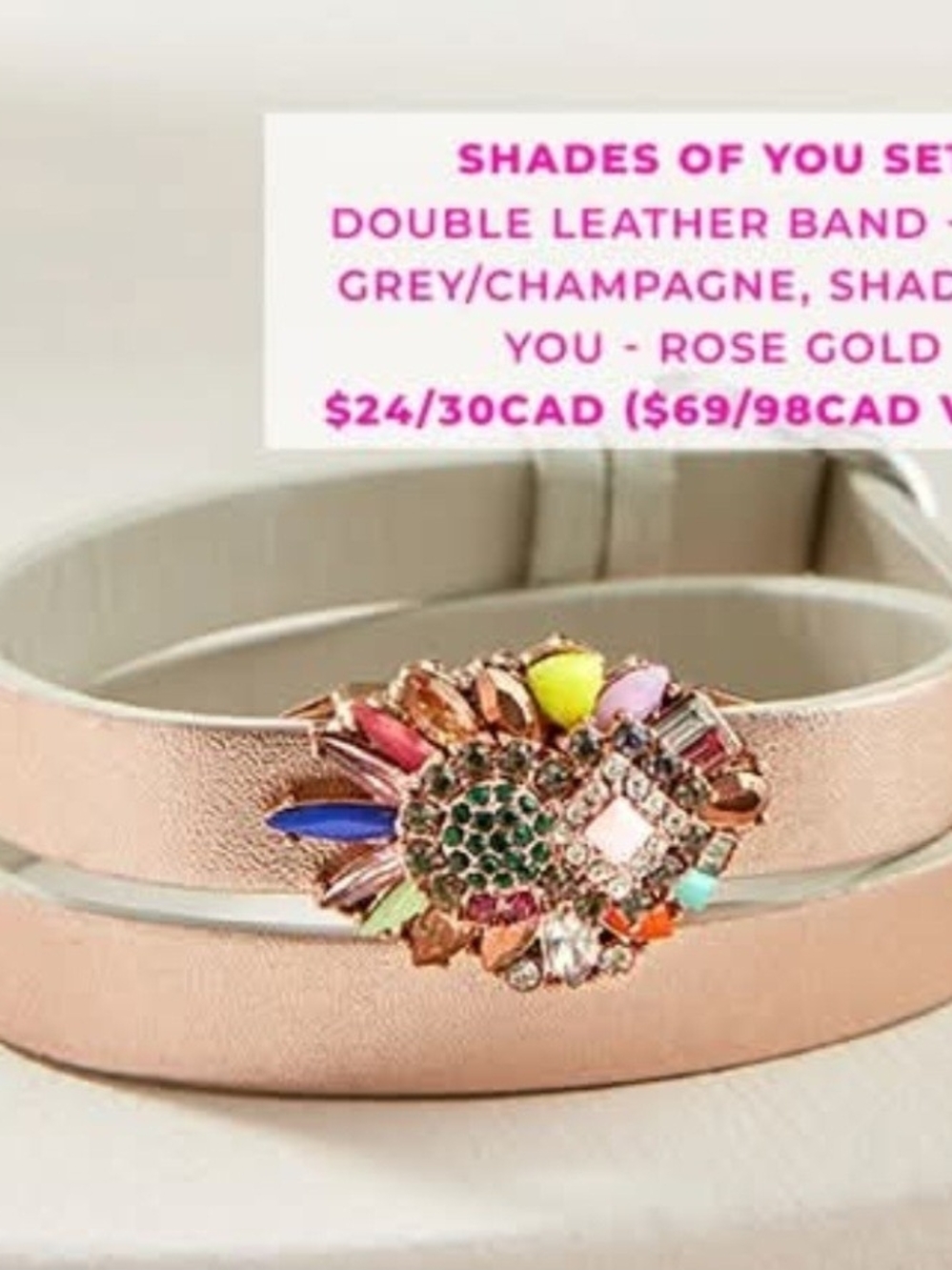 Keep Collective Shades of You Double Wrap Bracelet And Multi Crystal Charm NWT